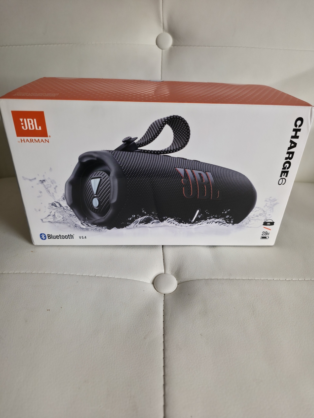 JBL Charge 6 Portable Bluetooth Speaker - Black with Orange Logo